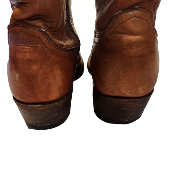 VINTAGE TAN WESTERN LEATHER JUSTIN COWBOY BOOTS SZ 6 - Picture 6 of 11